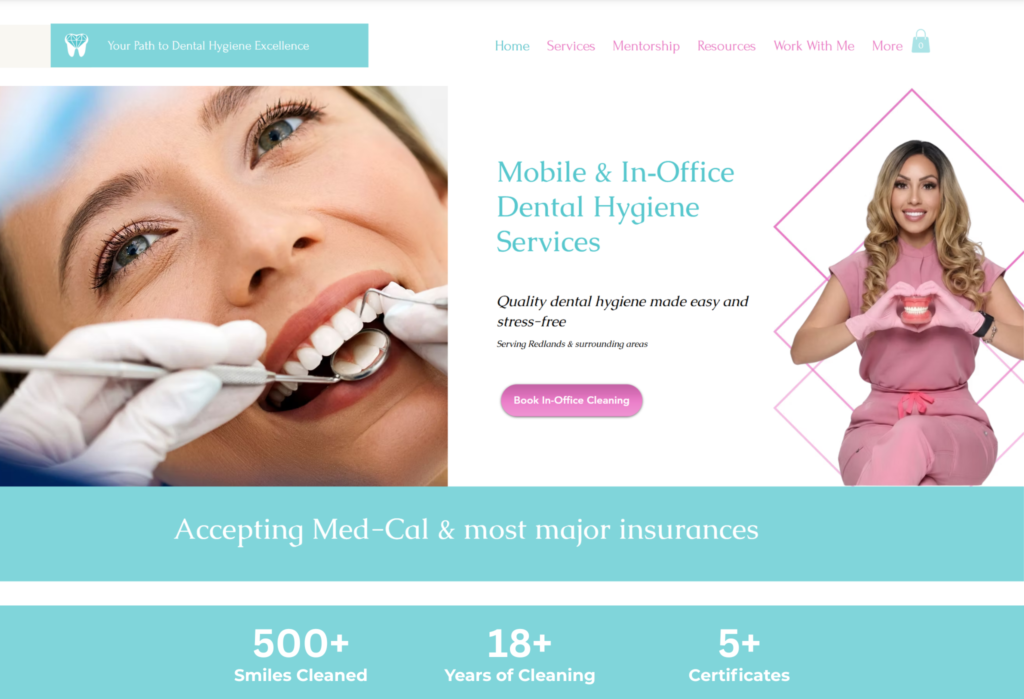 Before and after web design transformation for dental client San Bernardino Custom website redesign for local medical spa Inland Empire